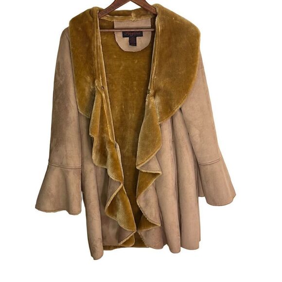 Angelina Faux Suede Plush Bell Sleeve Coat - Picture 1 of 9